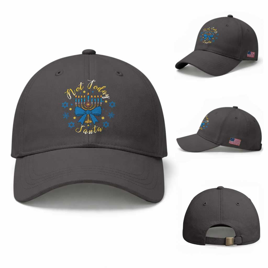 Coquette Hanukkah Menorah Bow Baseball Cap Not Today Santa Jewish Holiday Gift TS12 Baseball Cap Universal Fit Dark Gray Print Your Wear