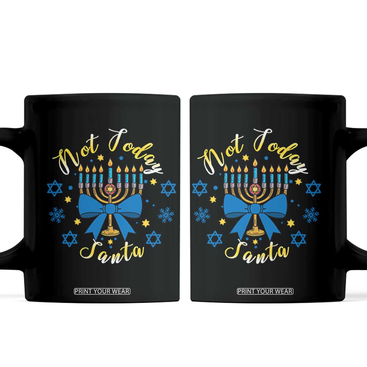 Coquette Hanukkah Menorah Bow Coffee Mug Not Today Santa Jewish Holiday Gift TS12 Black Print Your Wear
