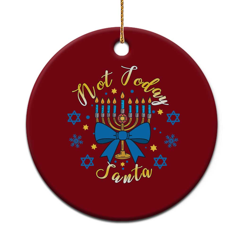 Coquette Hanukkah Menorah Bow Ceramic Ornament Not Today Santa Jewish Holiday Gift TS12 1pc Red Print Your Wear