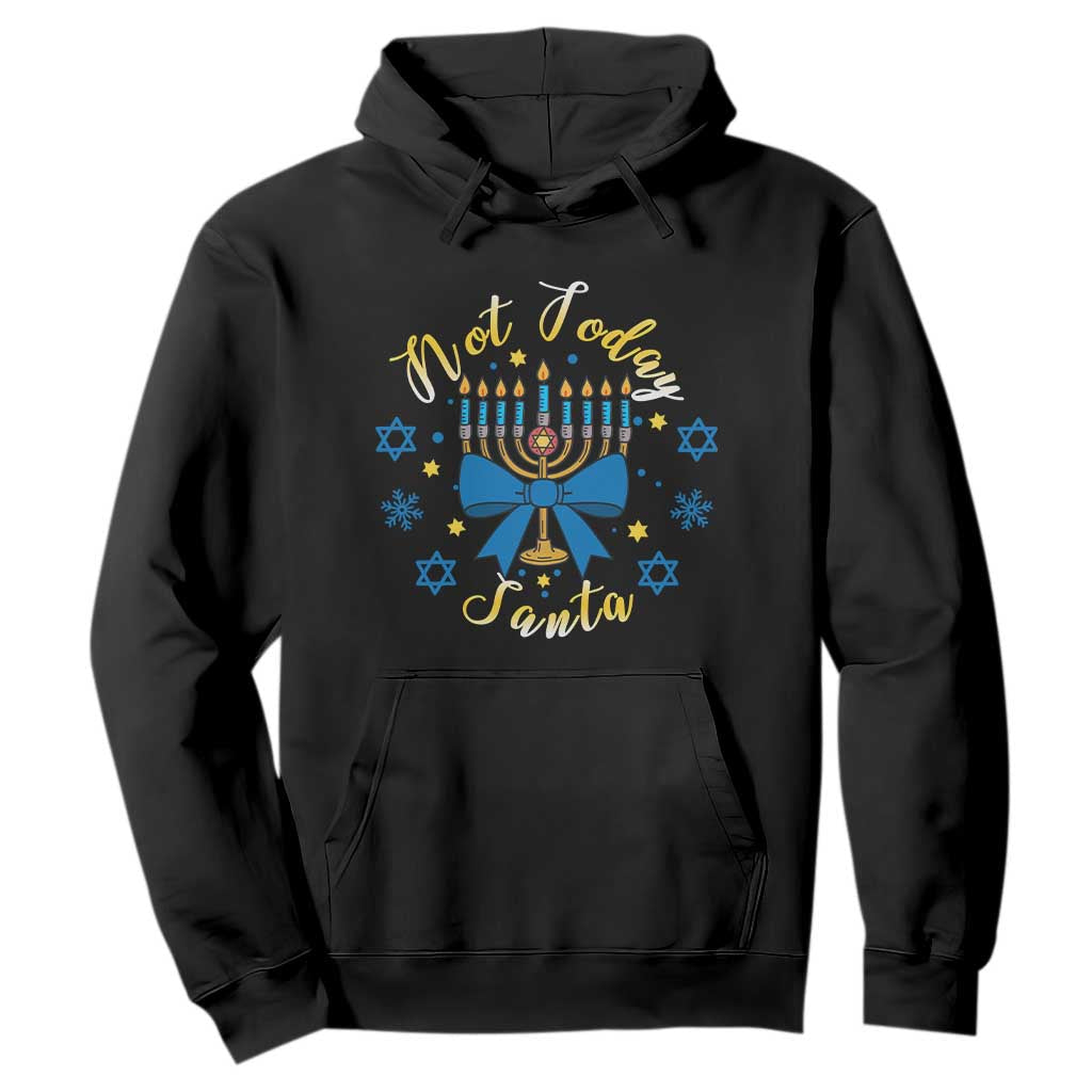 Coquette Hanukkah Menorah Bow Hoodie Not Today Santa Jewish Holiday Gift TS12 Black Print Your Wear