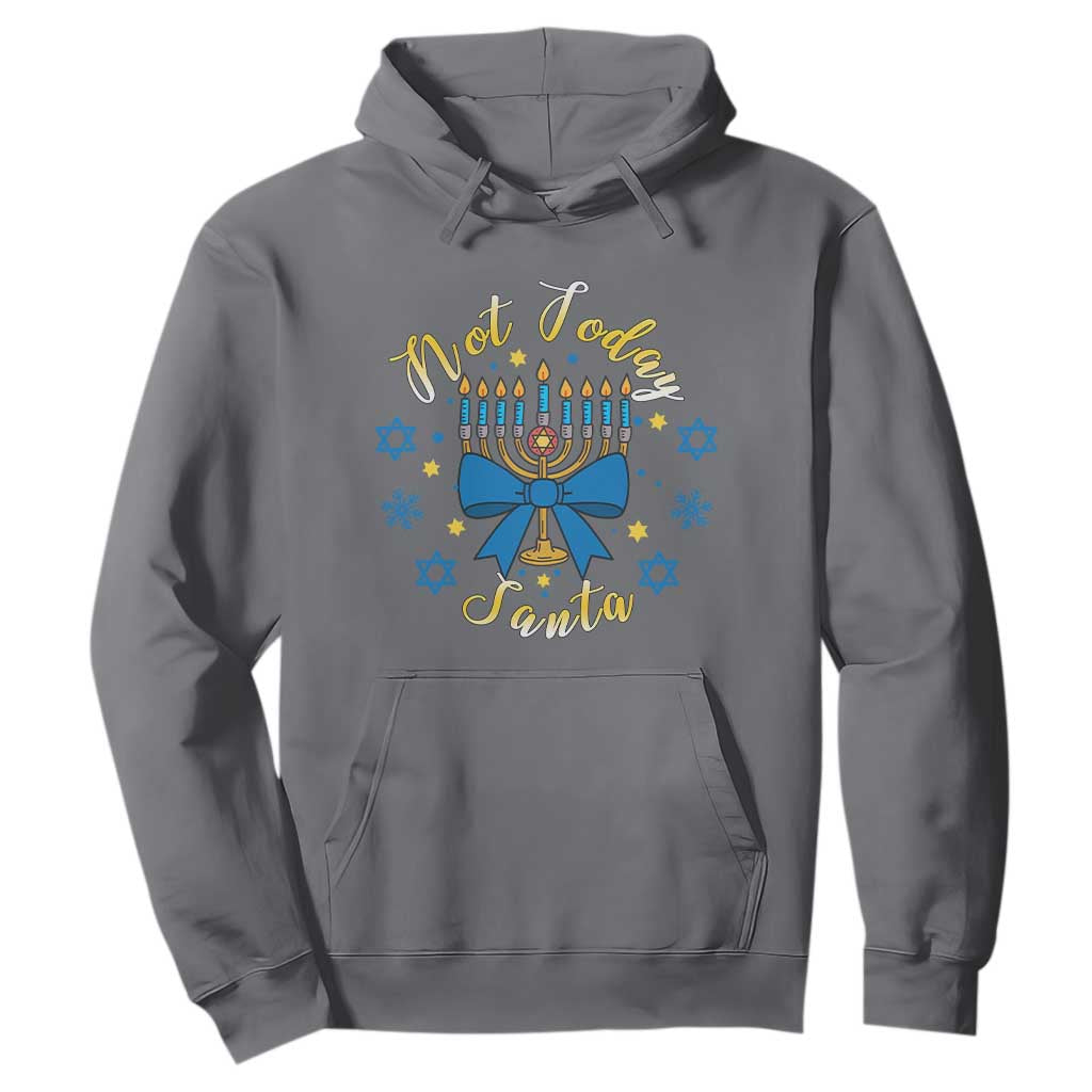 Coquette Hanukkah Menorah Bow Hoodie Not Today Santa Jewish Holiday Gift TS12 Charcoal Print Your Wear
