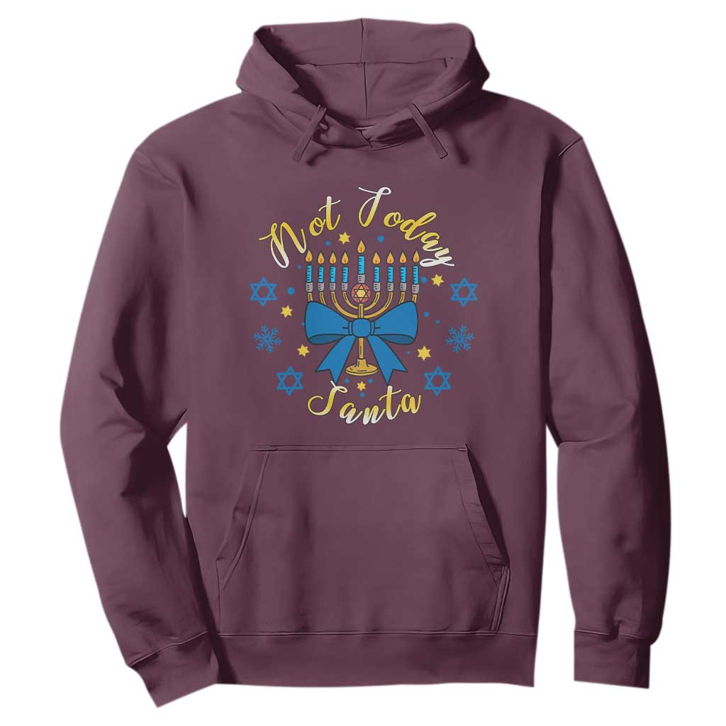Coquette Hanukkah Menorah Bow Hoodie Not Today Santa Jewish Holiday Gift TS12 Maroon Print Your Wear