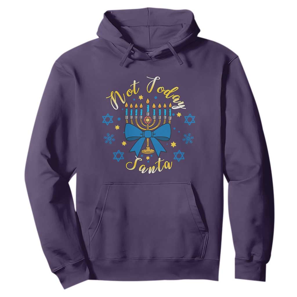 Coquette Hanukkah Menorah Bow Hoodie Not Today Santa Jewish Holiday Gift TS12 Purple Print Your Wear