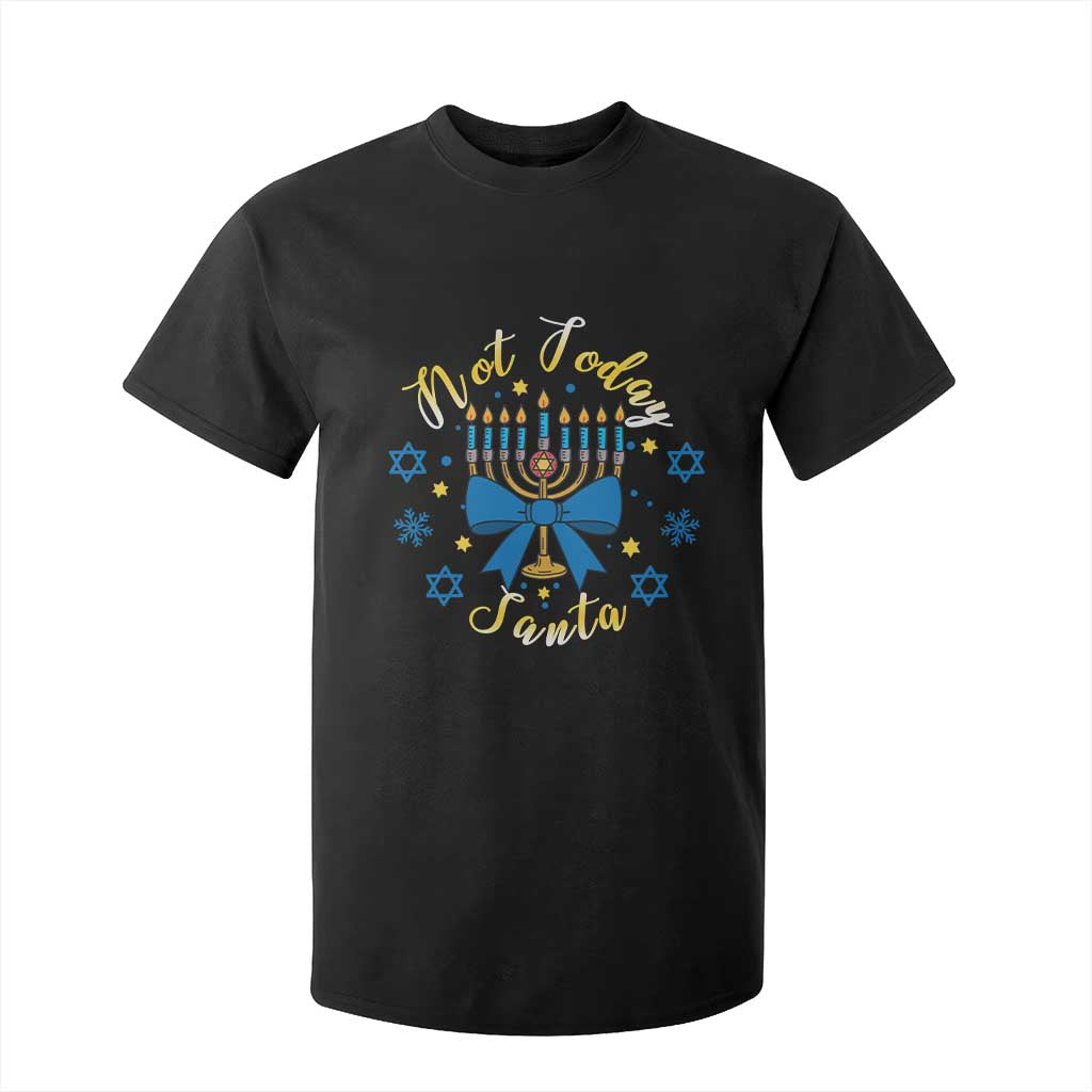 Coquette Hanukkah Menorah Bow T Shirt For Kid Not Today Santa Jewish Holiday Gift TS12 Black Print Your Wear