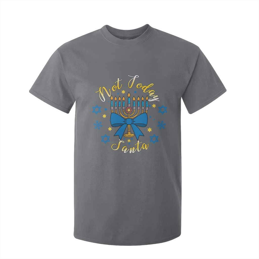 Coquette Hanukkah Menorah Bow T Shirt For Kid Not Today Santa Jewish Holiday Gift TS12 Charcoal Print Your Wear