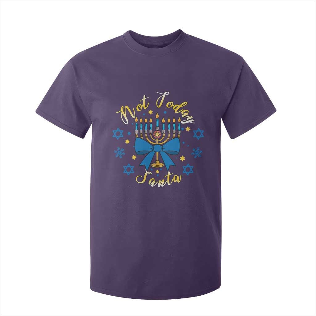 Coquette Hanukkah Menorah Bow T Shirt For Kid Not Today Santa Jewish Holiday Gift TS12 Purple Print Your Wear