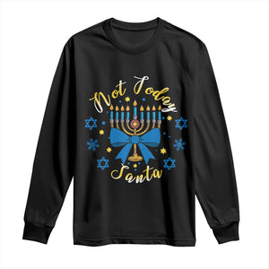 Coquette Hanukkah Menorah Bow Long Sleeve Shirt Not Today Santa Jewish Holiday Gift TS12 Black Print Your Wear