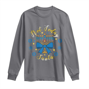 Coquette Hanukkah Menorah Bow Long Sleeve Shirt Not Today Santa Jewish Holiday Gift TS12 Charcoal Print Your Wear