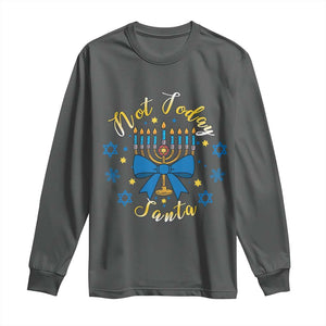 Coquette Hanukkah Menorah Bow Long Sleeve Shirt Not Today Santa Jewish Holiday Gift TS12 Dark Heather Print Your Wear