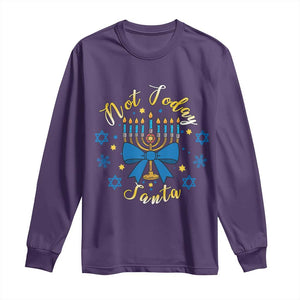 Coquette Hanukkah Menorah Bow Long Sleeve Shirt Not Today Santa Jewish Holiday Gift TS12 Purple Print Your Wear