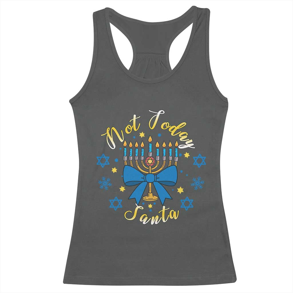 Coquette Hanukkah Menorah Bow Racerback Tank Top Not Today Santa Jewish Holiday Gift TS12 Dark Heather Print Your Wear