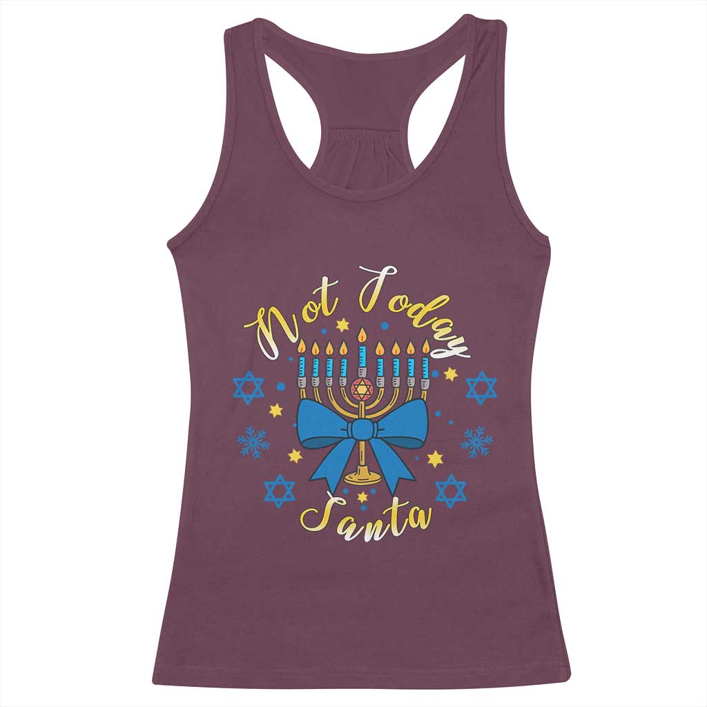Coquette Hanukkah Menorah Bow Racerback Tank Top Not Today Santa Jewish Holiday Gift TS12 Maroon Print Your Wear