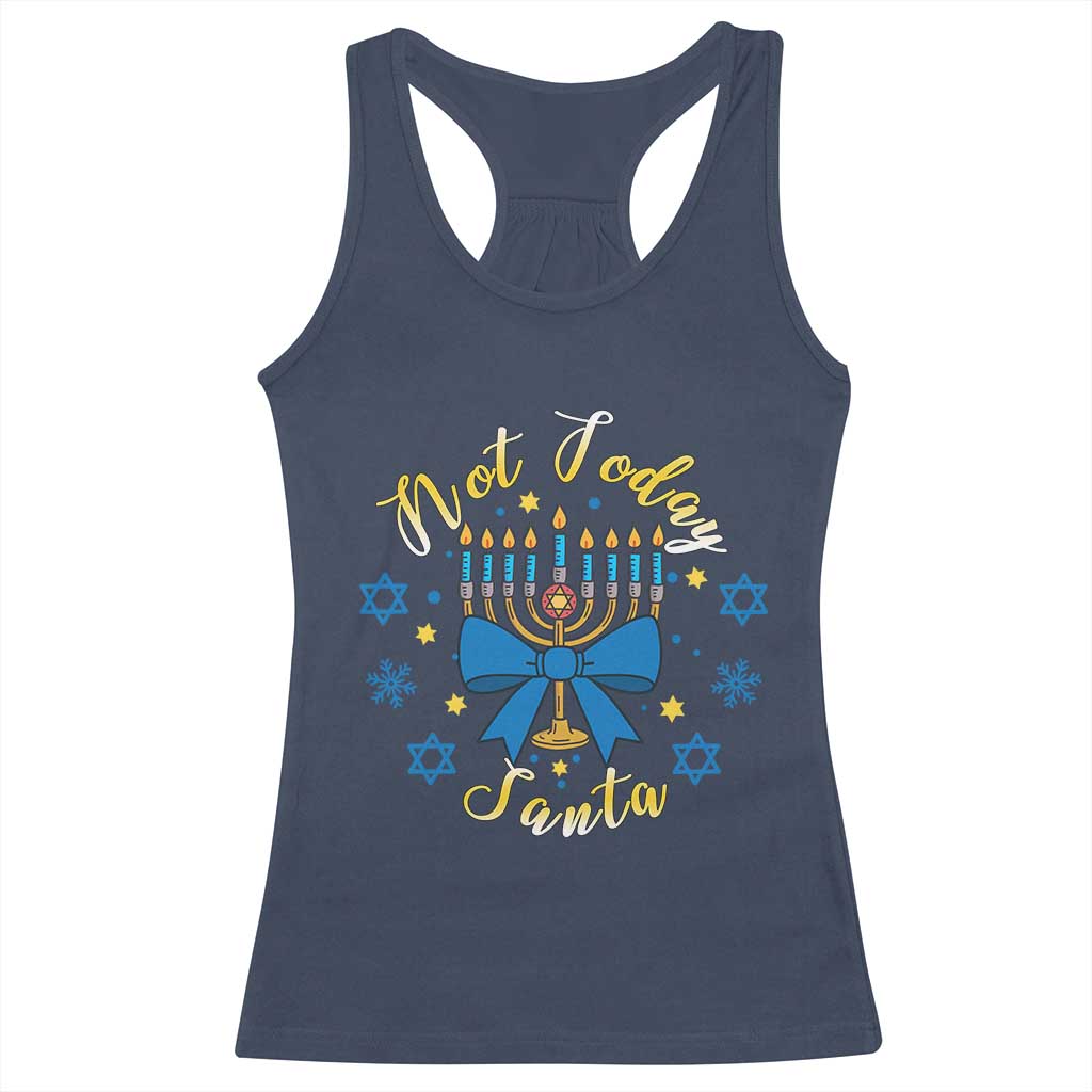 Coquette Hanukkah Menorah Bow Racerback Tank Top Not Today Santa Jewish Holiday Gift TS12 Navy Print Your Wear