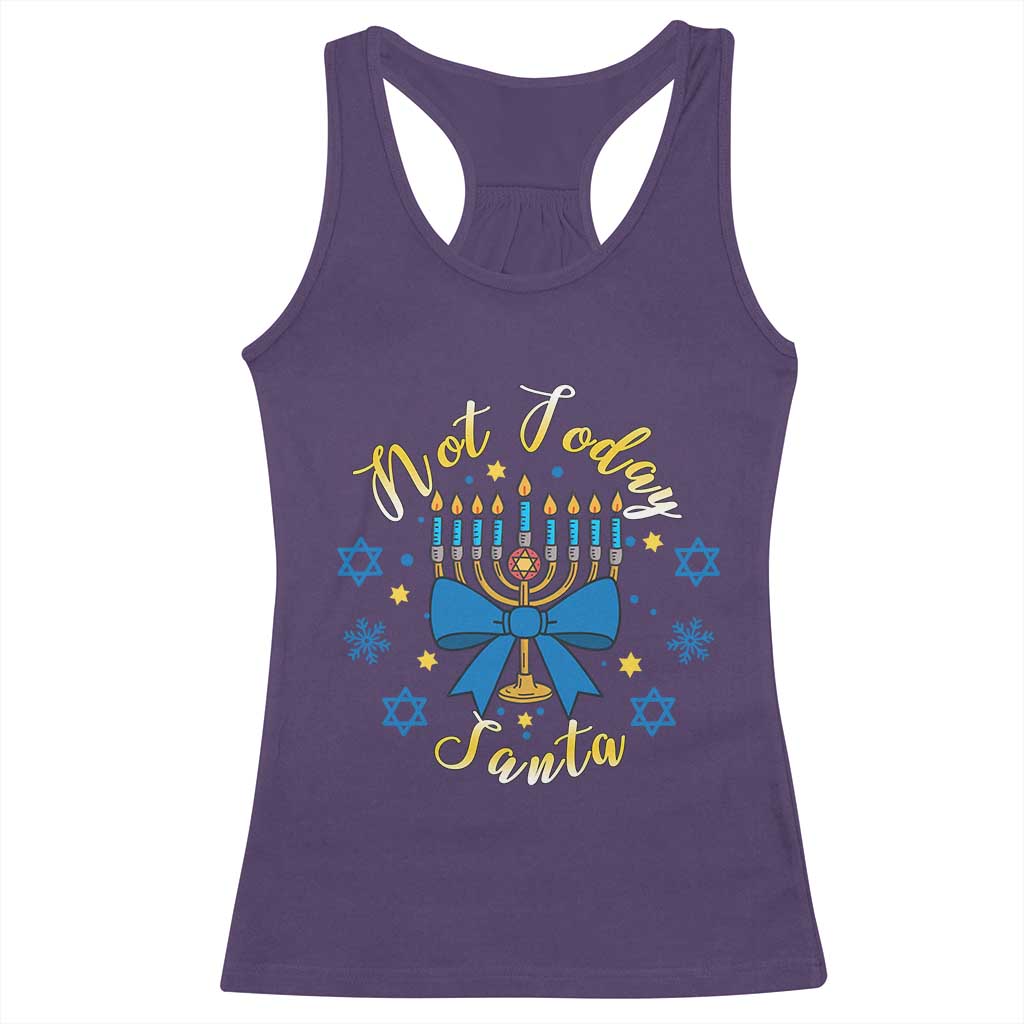 Coquette Hanukkah Menorah Bow Racerback Tank Top Not Today Santa Jewish Holiday Gift TS12 Purple Print Your Wear