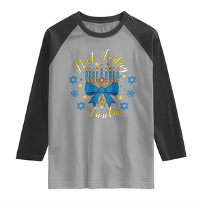 Coquette Hanukkah Menorah Bow Raglan Shirt Not Today Santa Jewish Holiday Gift TS12 Sport Gray Black Print Your Wear
