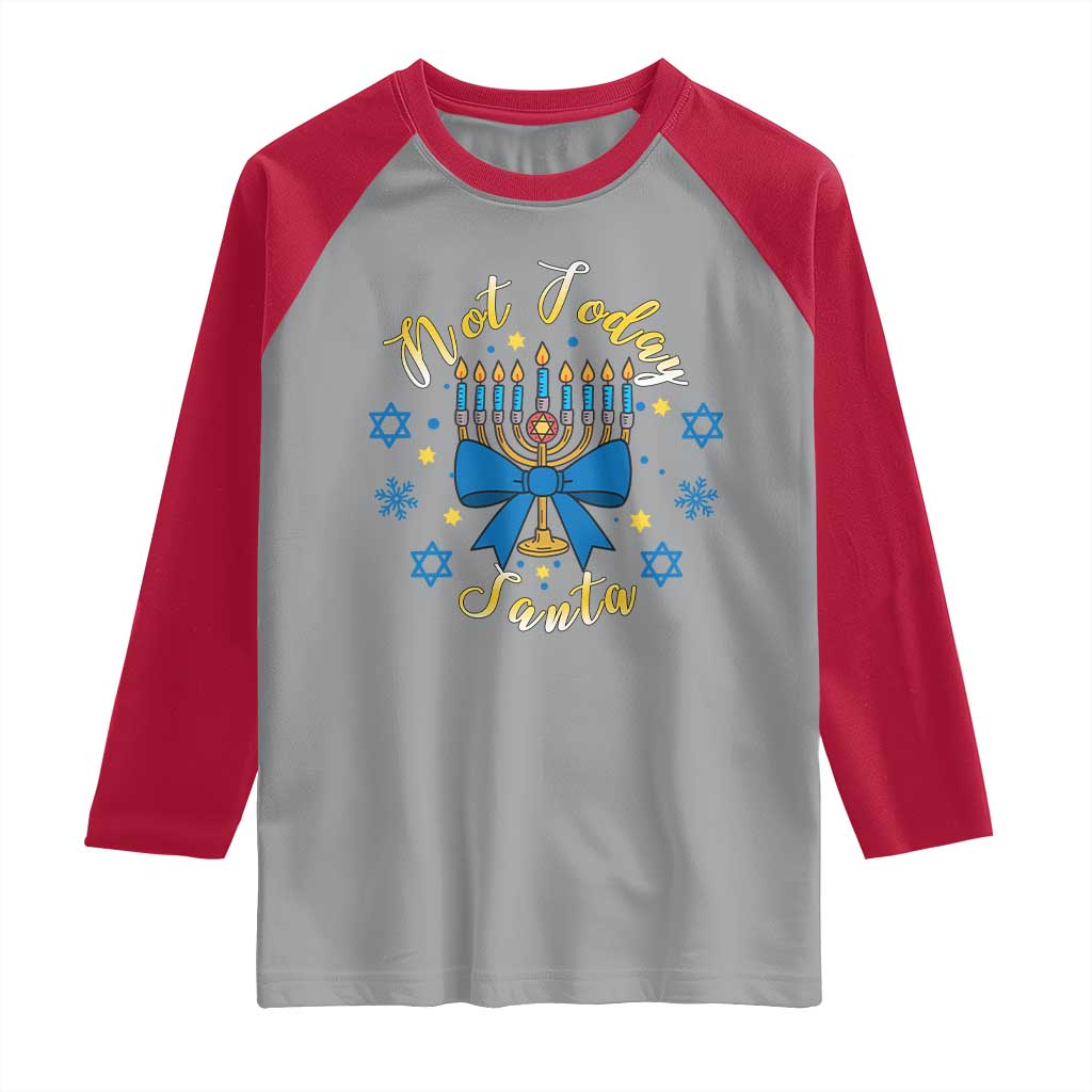 Coquette Hanukkah Menorah Bow Raglan Shirt Not Today Santa Jewish Holiday Gift TS12 Sport Gray Red Print Your Wear