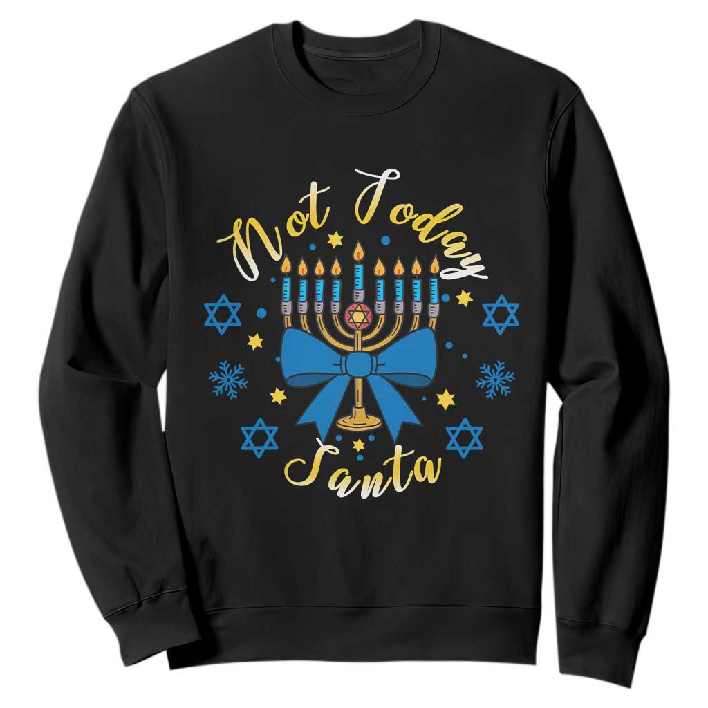 Coquette Hanukkah Menorah Bow Sweatshirt Not Today Santa Jewish Holiday Gift TS12 Black Print Your Wear