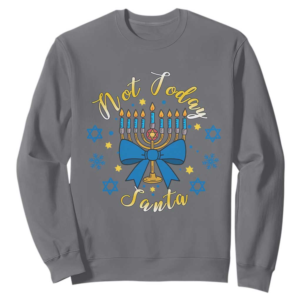 Coquette Hanukkah Menorah Bow Sweatshirt Not Today Santa Jewish Holiday Gift TS12 Charcoal Print Your Wear