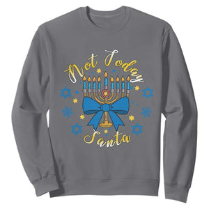 Coquette Hanukkah Menorah Bow Sweatshirt Not Today Santa Jewish Holiday Gift TS12 Charcoal Print Your Wear