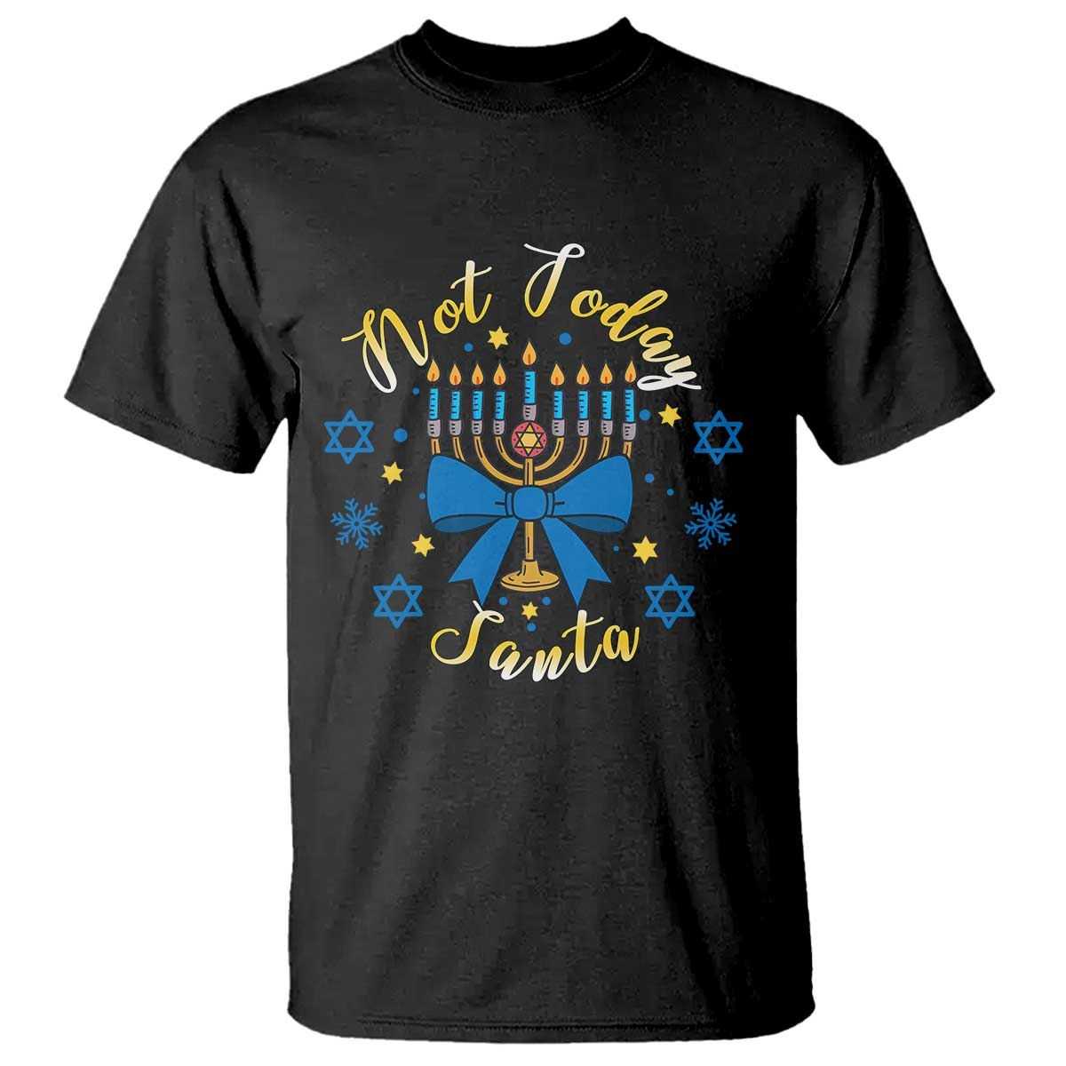 Coquette Hanukkah Menorah Bow T Shirt Not Today Santa Jewish Holiday Gift TS12 Black Print Your Wear