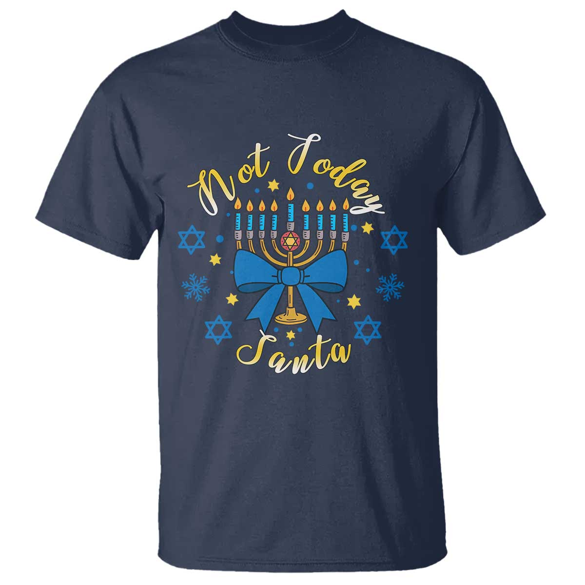 Coquette Hanukkah Menorah Bow T Shirt Not Today Santa Jewish Holiday Gift TS12 Navy Print Your Wear