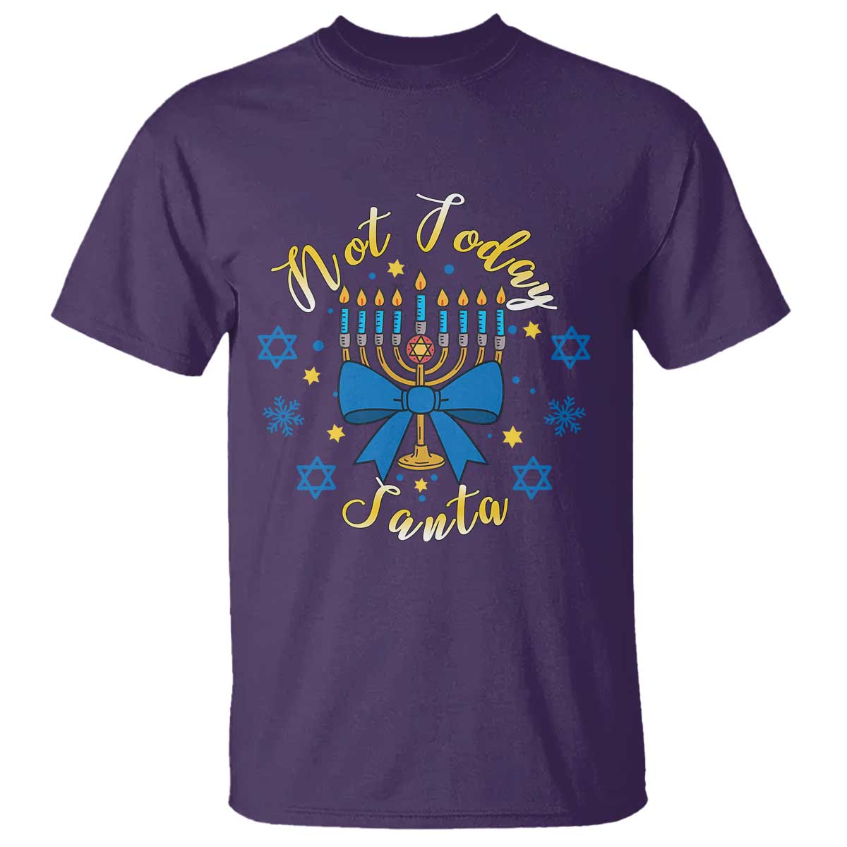 Coquette Hanukkah Menorah Bow T Shirt Not Today Santa Jewish Holiday Gift TS12 Purple Print Your Wear