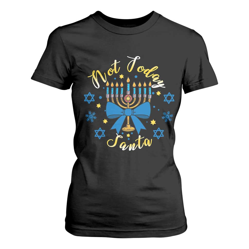 Coquette Hanukkah Menorah Bow T Shirt For Women Not Today Santa Jewish Holiday Gift TS12 Black Print Your Wear