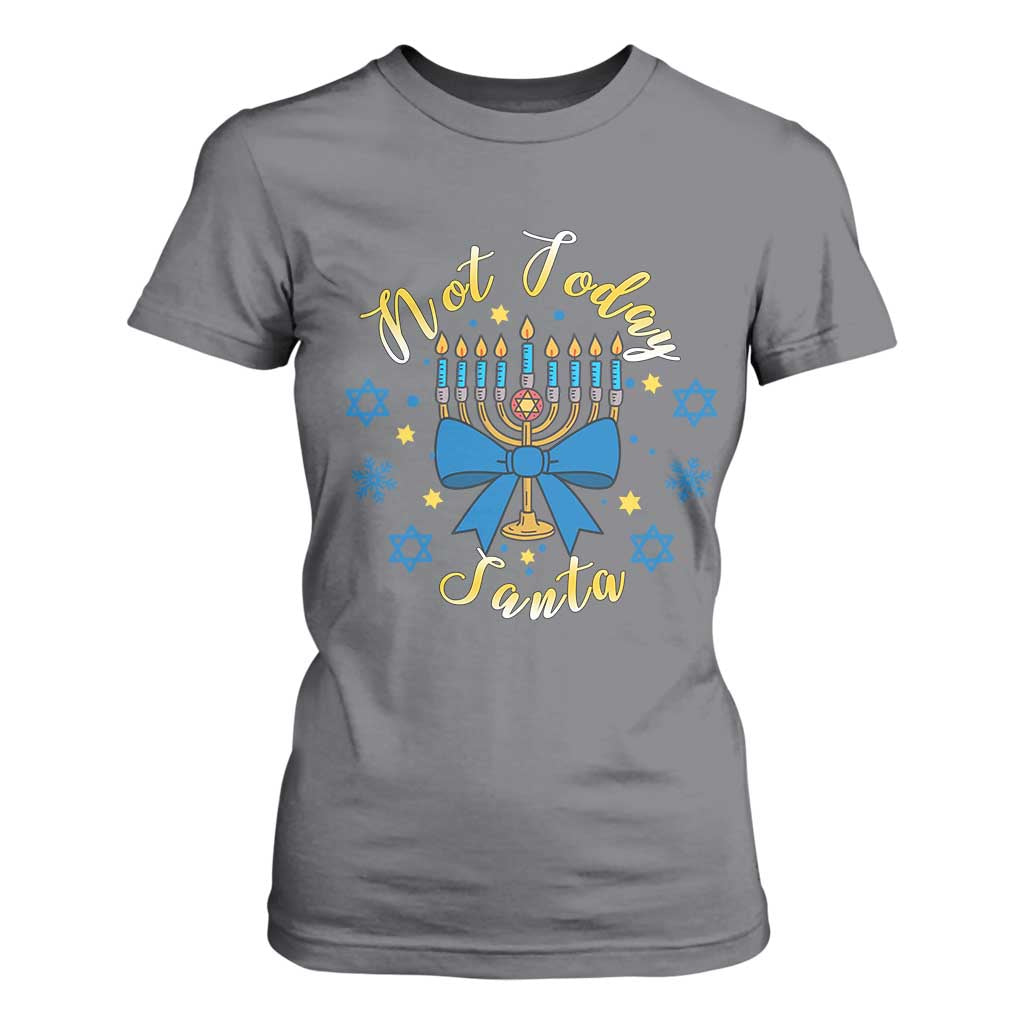 Coquette Hanukkah Menorah Bow T Shirt For Women Not Today Santa Jewish Holiday Gift TS12 Charcoal Print Your Wear