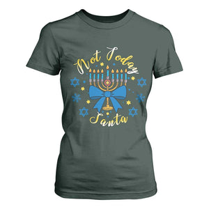 Coquette Hanukkah Menorah Bow T Shirt For Women Not Today Santa Jewish Holiday Gift TS12 Dark Forest Green Print Your Wear