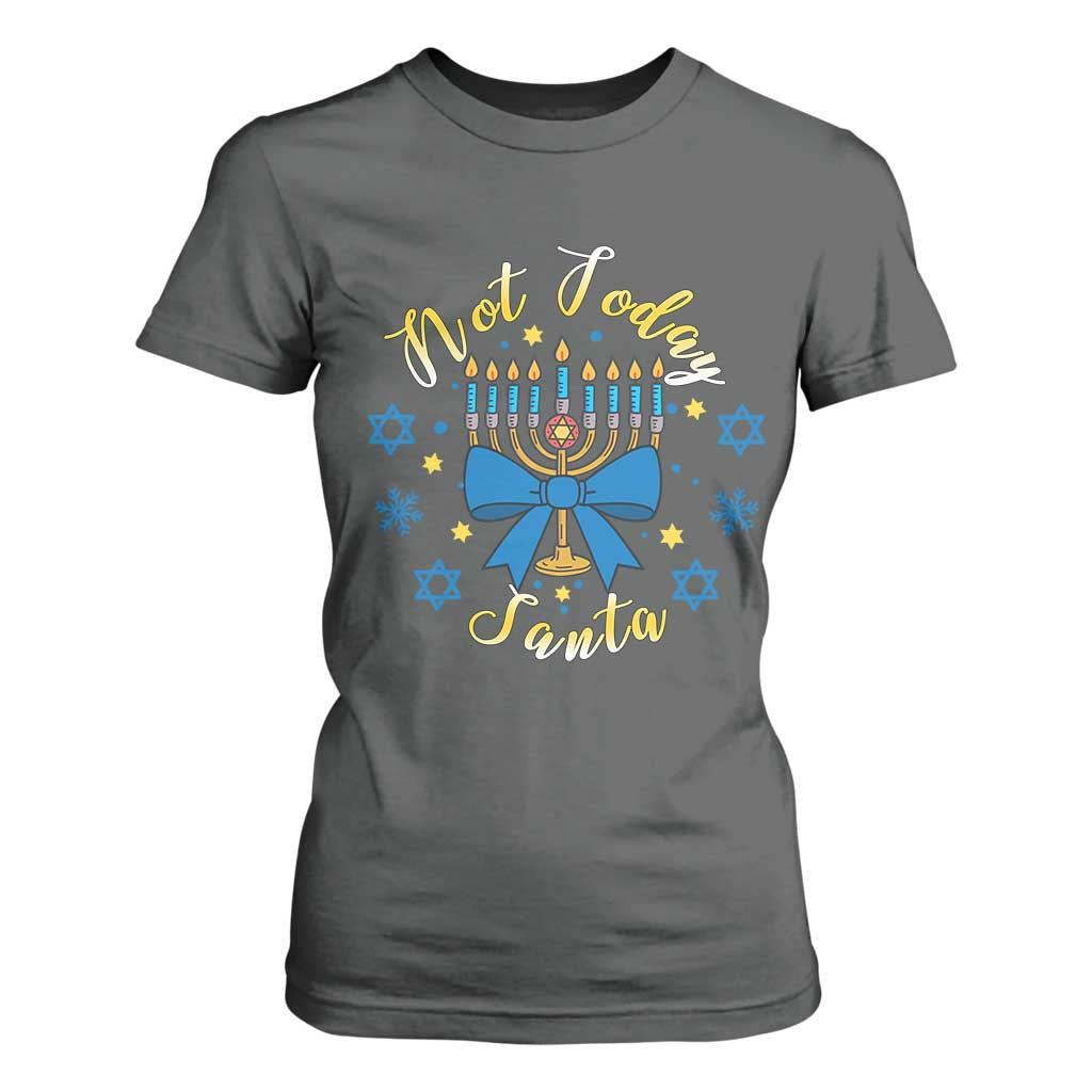 Coquette Hanukkah Menorah Bow T Shirt For Women Not Today Santa Jewish Holiday Gift TS12 Dark Heather Print Your Wear