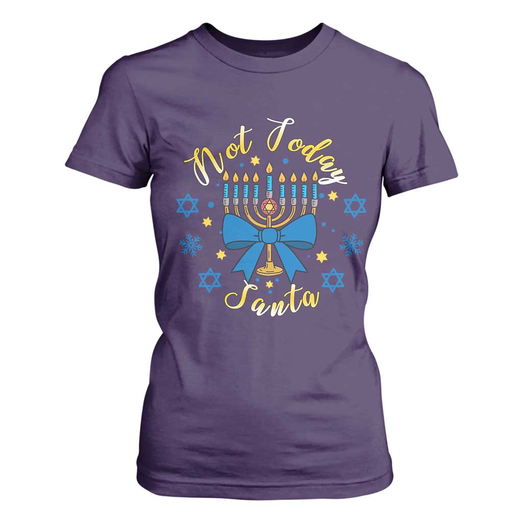 Coquette Hanukkah Menorah Bow T Shirt For Women Not Today Santa Jewish Holiday Gift TS12 Purple Print Your Wear