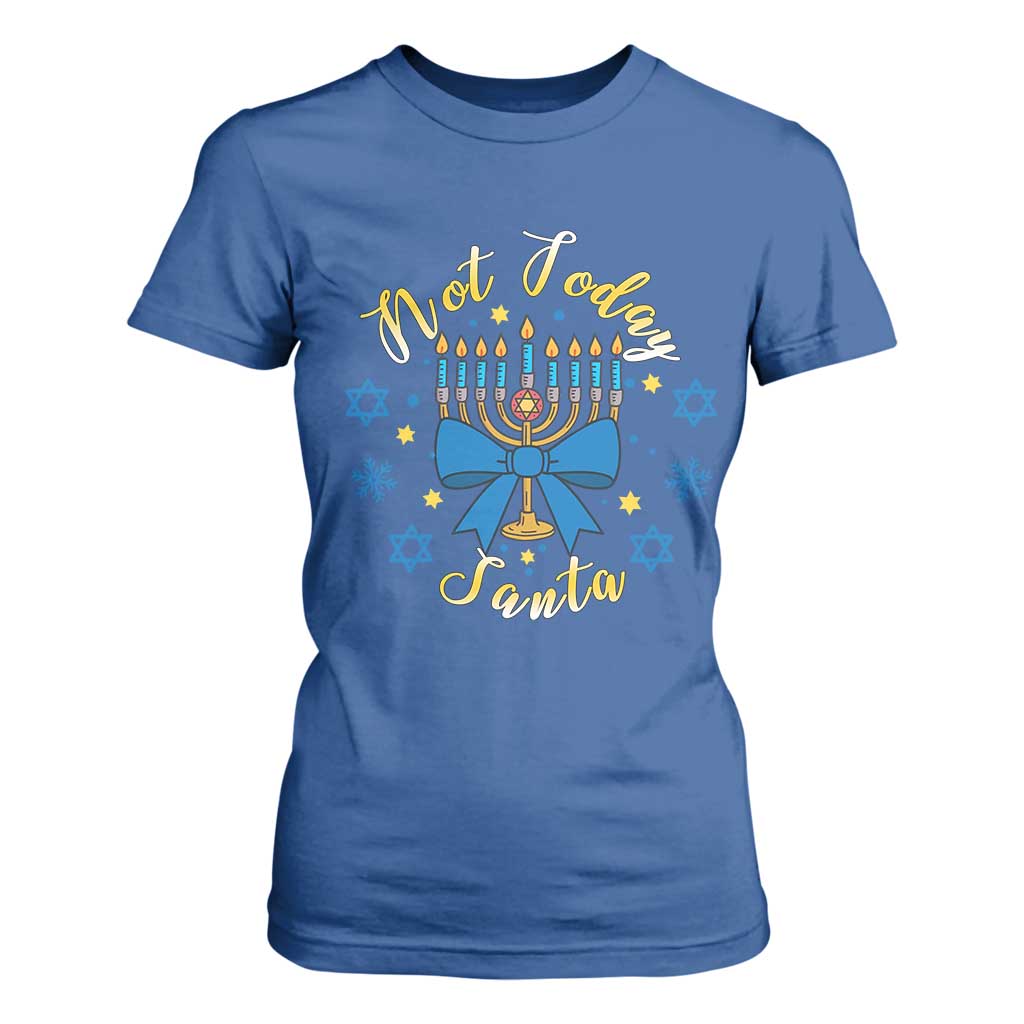 Coquette Hanukkah Menorah Bow T Shirt For Women Not Today Santa Jewish Holiday Gift TS12 Royal Blue Print Your Wear