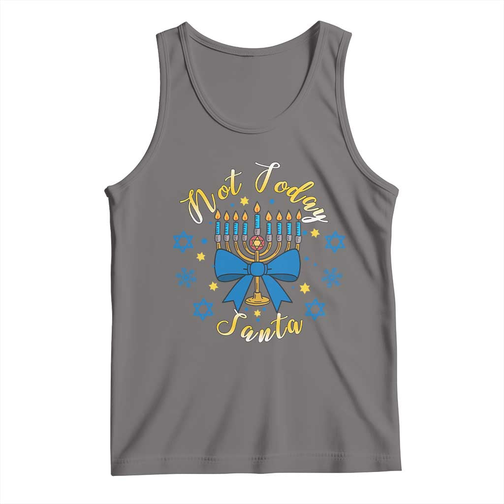 Coquette Hanukkah Menorah Bow Tank Top Not Today Santa Jewish Holiday Gift TS12 Deep Heather Print Your Wear