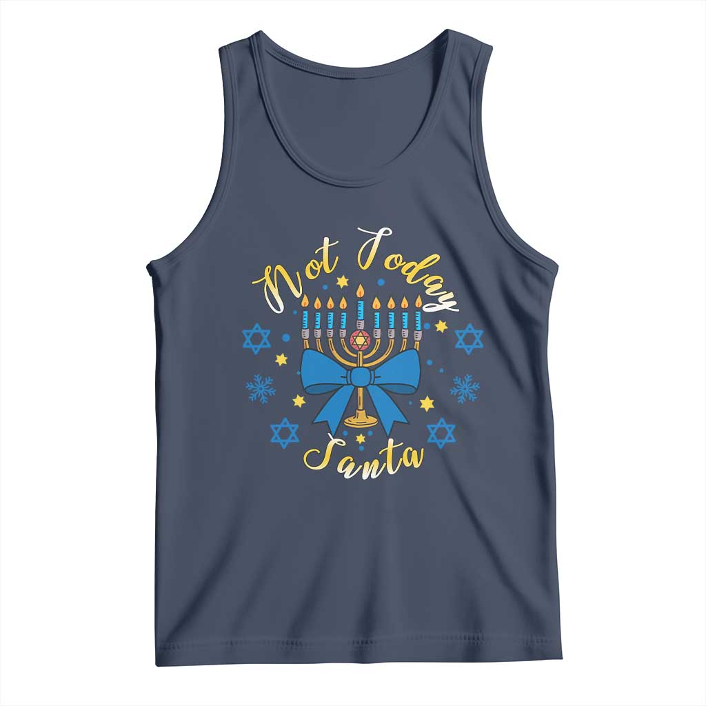 Coquette Hanukkah Menorah Bow Tank Top Not Today Santa Jewish Holiday Gift TS12 Navy Print Your Wear