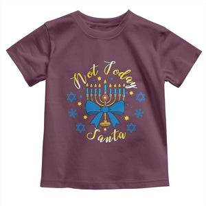 Coquette Hanukkah Menorah Bow Toddler T Shirt Not Today Santa Jewish Holiday Gift TS12 Maroon Print Your Wear