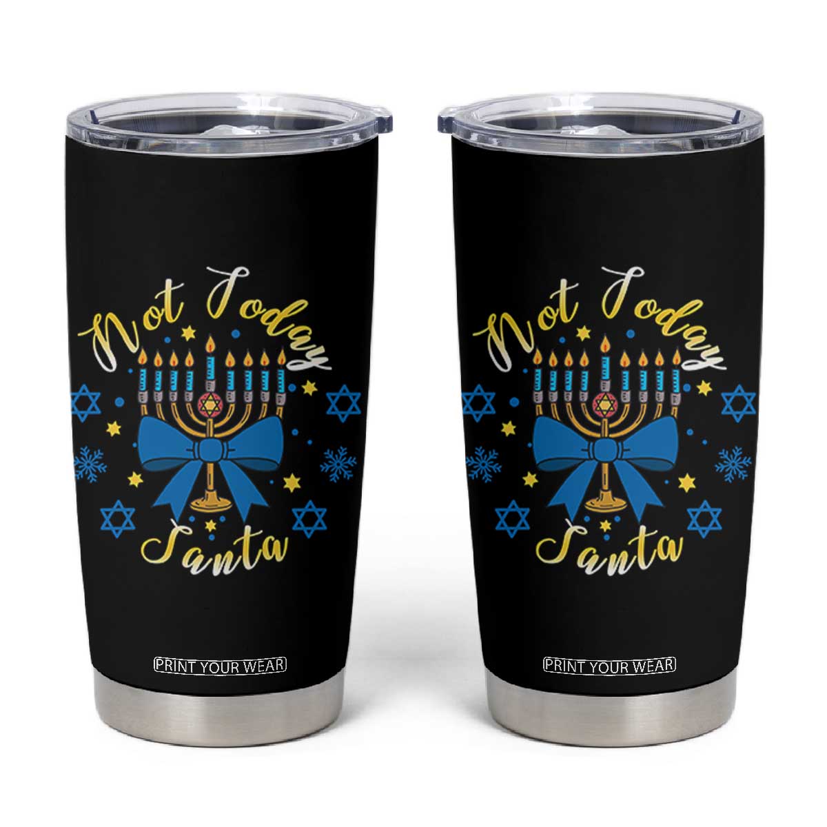 Coquette Hanukkah Menorah Bow Tumbler Cup Not Today Santa Jewish Holiday Gift TS12 Black Print Your Wear