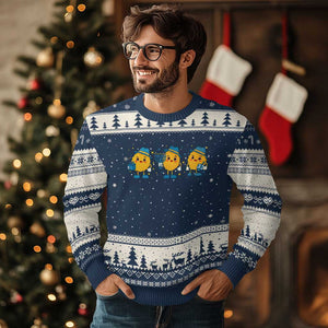 Latke For The Holidays Ugly Christmas Sweater Hanukkah Jewish Xmas Gift TS12 Navy Beige Print Your Wear