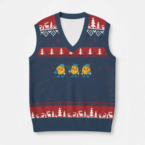 Latke For The Holidays V-Neck Knit Sweater Vest Hanukkah Jewish Xmas Gift TS12 Navy Red Print Your Wear