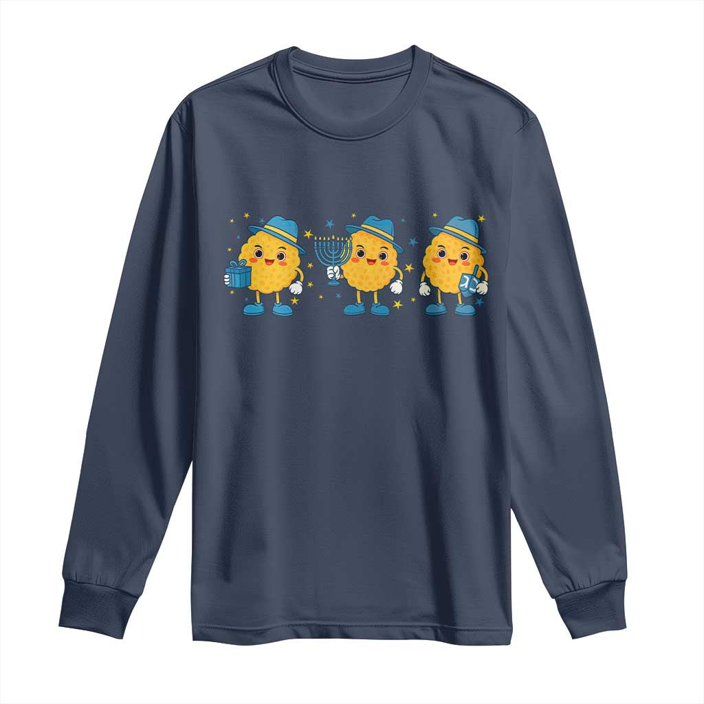 Latke For The Holidays Long Sleeve Shirt Hanukkah Jewish Christmas Gift TS12 Navy Print Your Wear