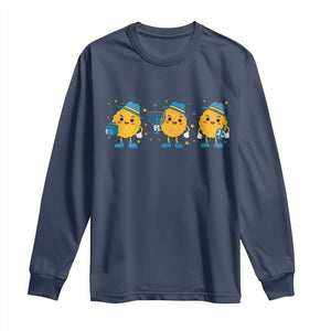 Latke For The Holidays Long Sleeve Shirt Hanukkah Jewish Christmas Gift TS12 Navy Print Your Wear