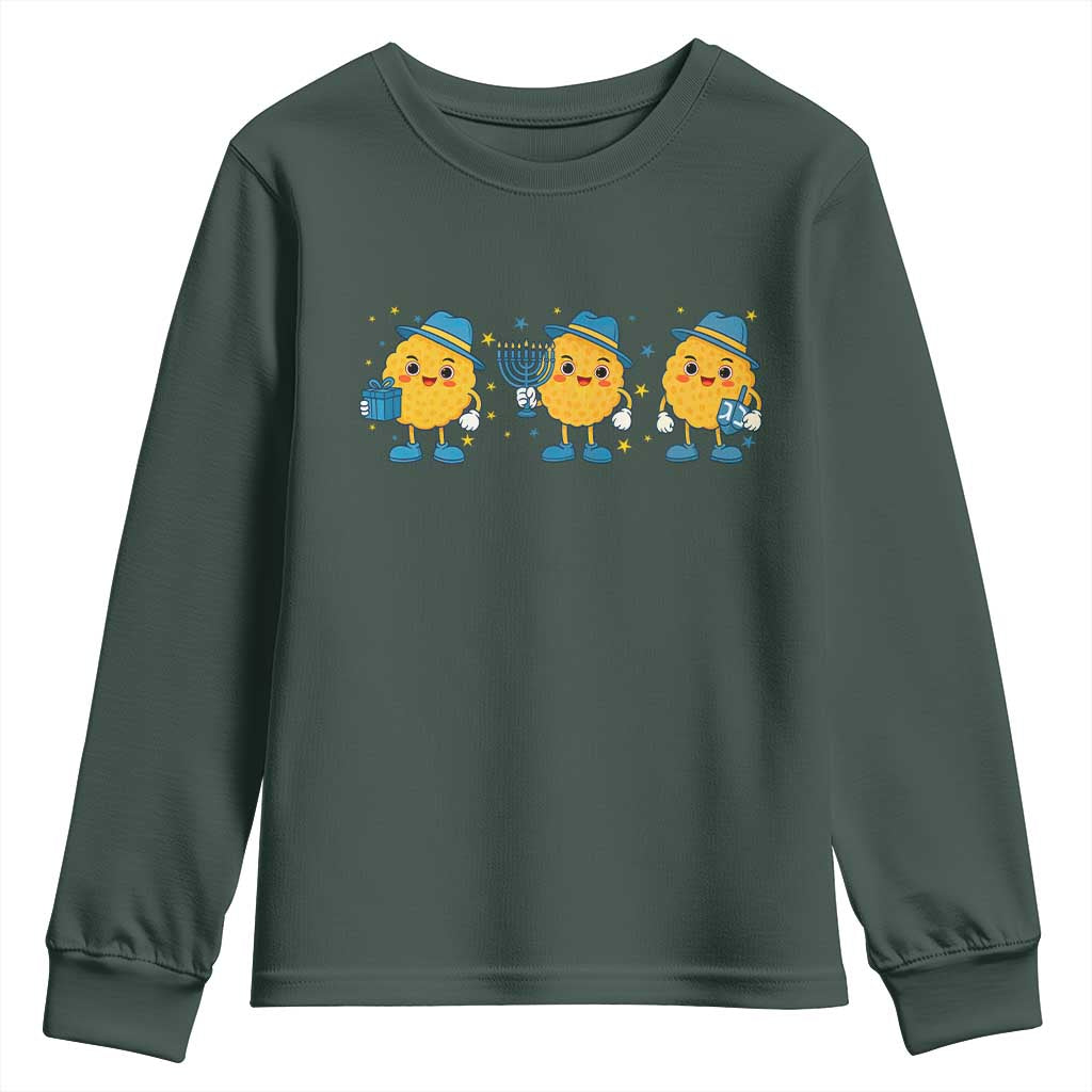 Latke For The Holidays Youth Sweatshirt Hanukkah Jewish Christmas Gift TS12 Dark Forest Green Print Your Wear