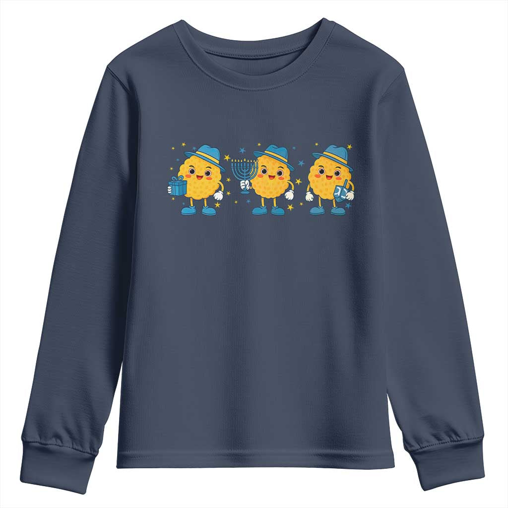 Latke For The Holidays Youth Sweatshirt Hanukkah Jewish Christmas Gift TS12 Navy Print Your Wear