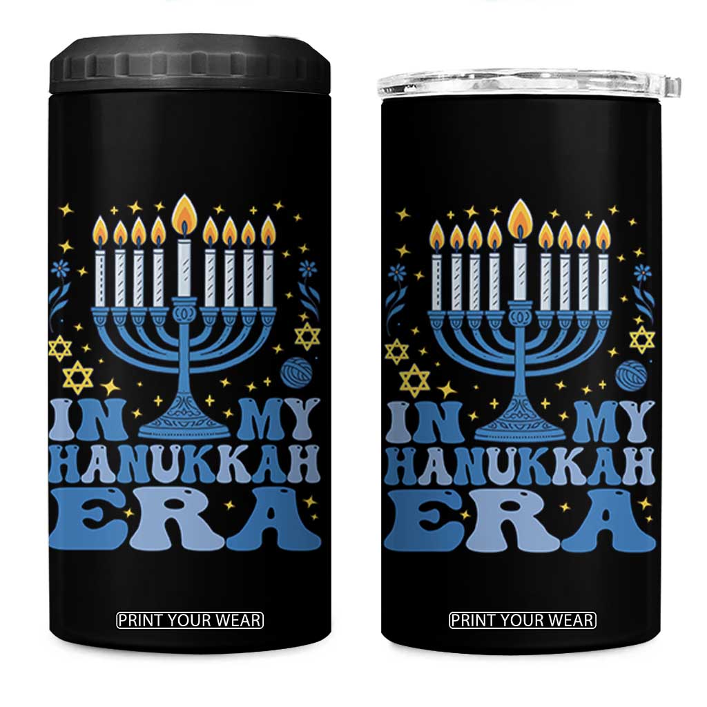 In My Hanukkah Era 4 in 1 Can Cooler Tumbler Festival Of Lights Gift TS12 One Size: 16 oz Black Print Your Wear