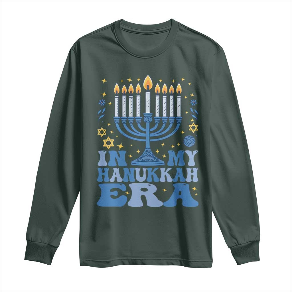 In My Hanukkah Era Long Sleeve Shirt Festival Of Lights Gift TS12 Dark Forest Green Print Your Wear