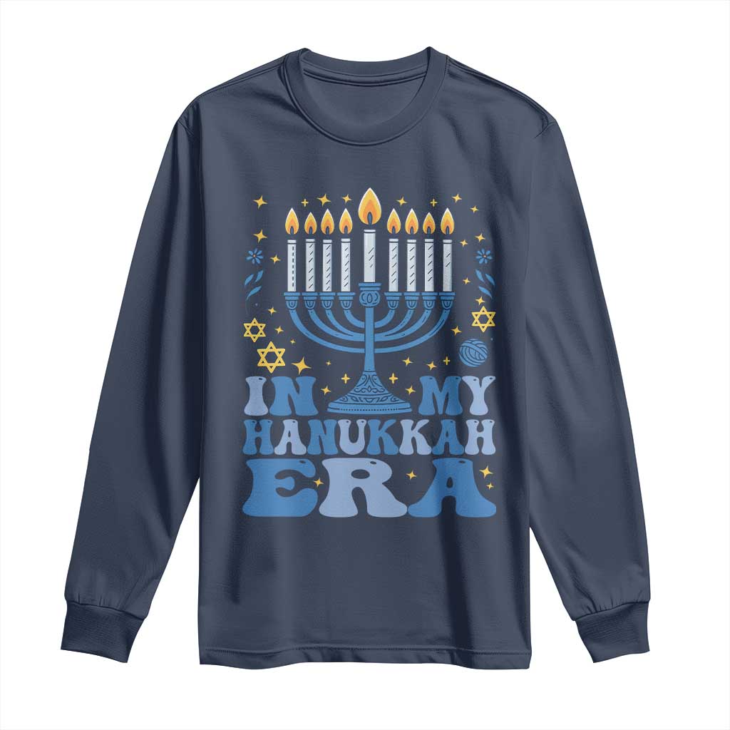 In My Hanukkah Era Long Sleeve Shirt Festival Of Lights Gift TS12 Navy Print Your Wear