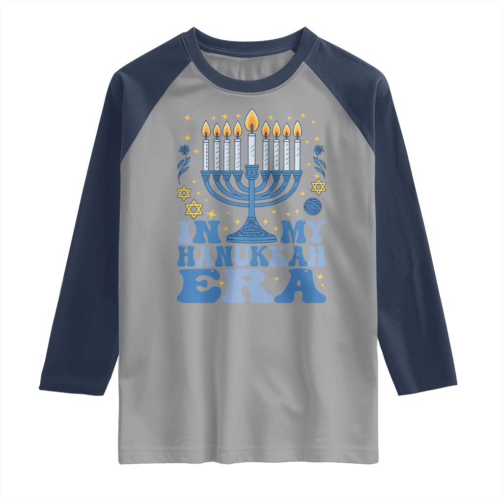 In My Hanukkah Era Raglan Shirt Festival Of Lights Gift TS12 Sport Gray Navy Print Your Wear
