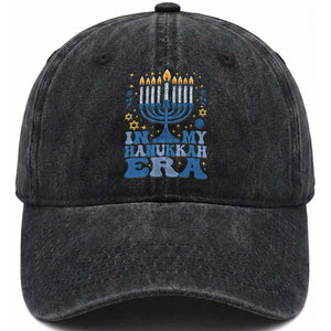 In My Hanukkah Era Washed Cotton Baseball Cap Festival Of Lights Gift TS12 Print Your Wear