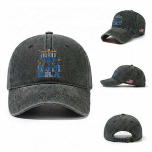 In My Hanukkah Era Washed Cotton Baseball Cap Festival Of Lights Gift TS12 Washed Cap Universal Fit Dark Green Print Your Wear