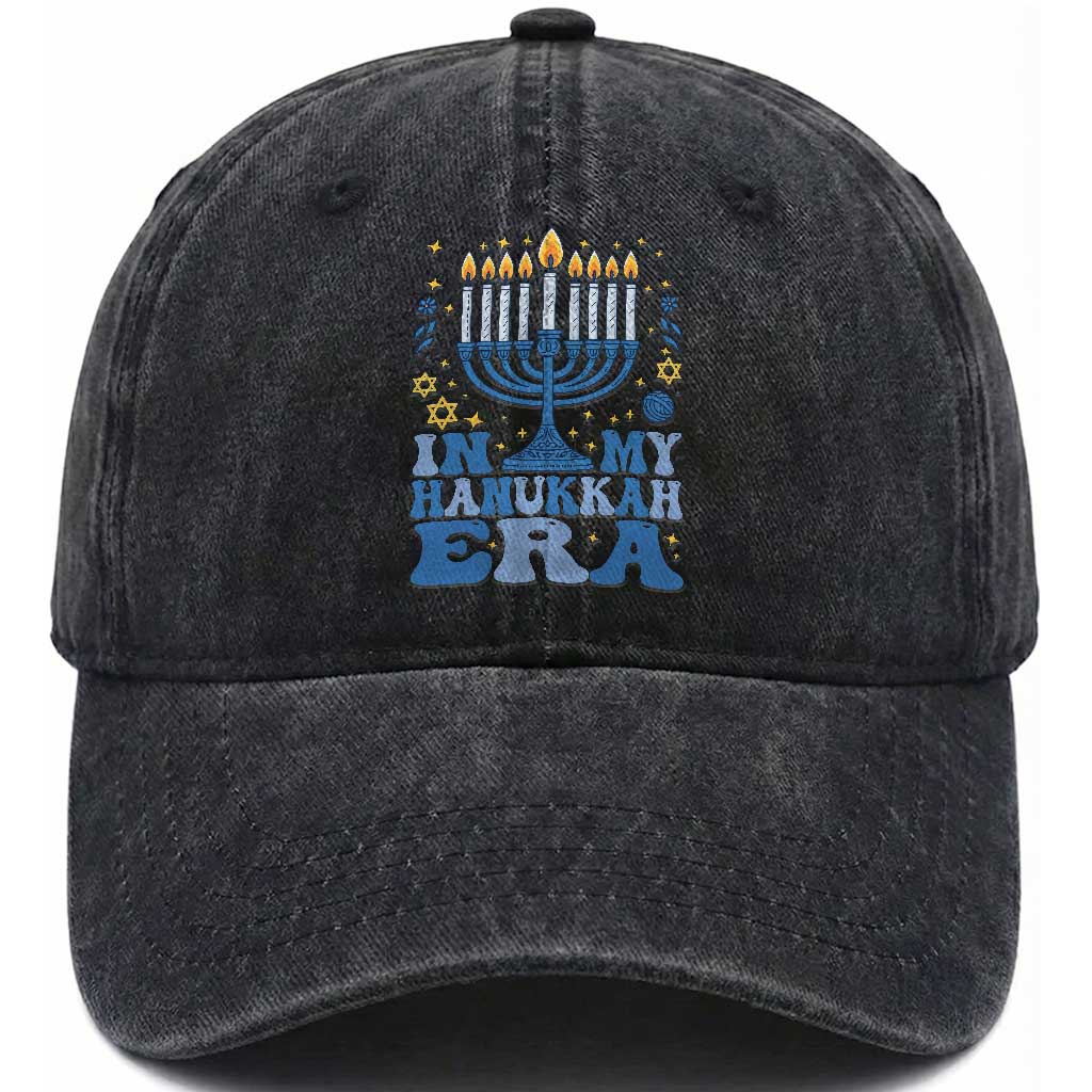 In My Hanukkah Era Washed Cotton Baseball Cap Festival Of Lights Gift TS12 Print Your Wear