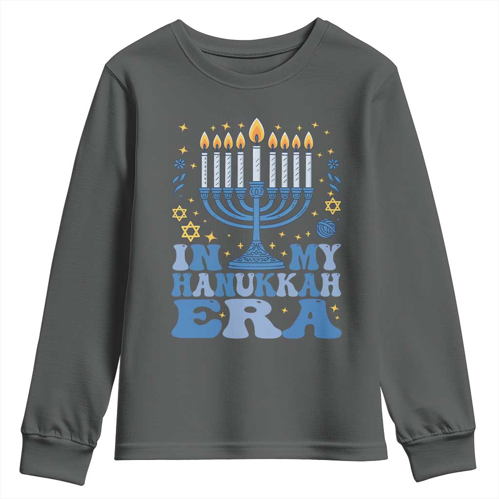 In My Hanukkah Era Youth Sweatshirt Festival Of Lights Gift TS12 Dark Heather Print Your Wear